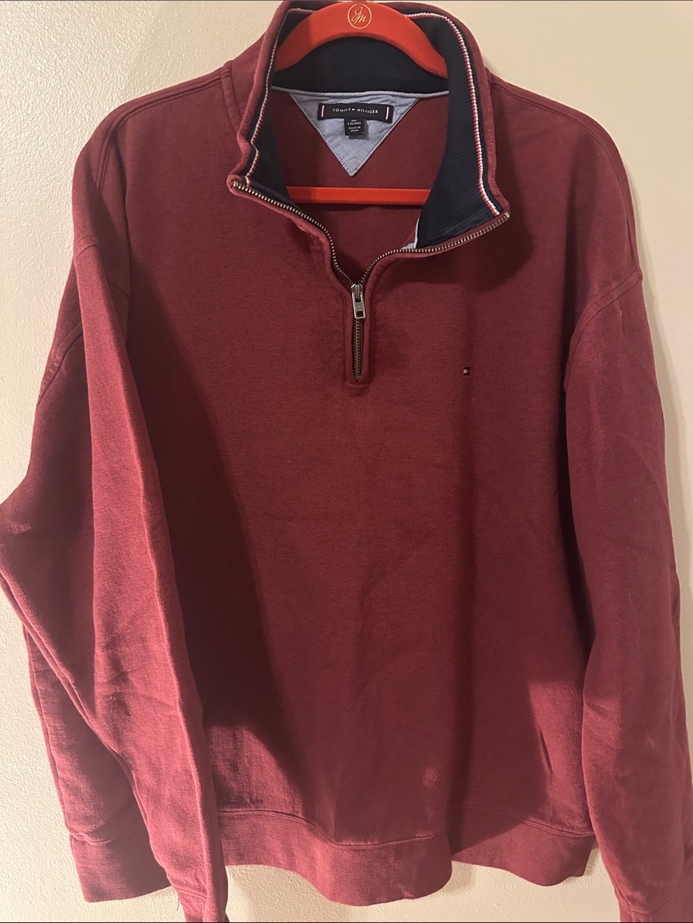Tommy Hilfiger Men's Zip-Up Pullover in Deep Burgundy